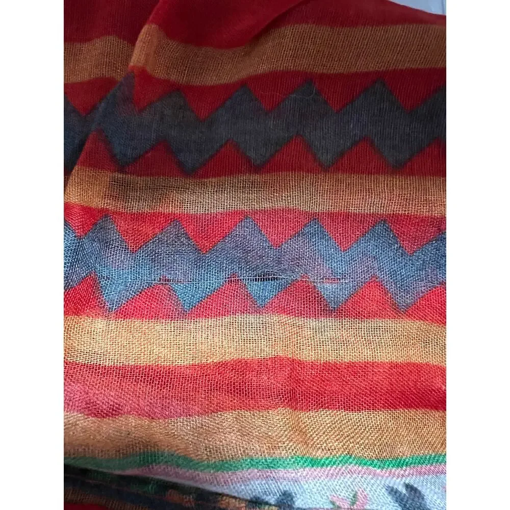 Women's Tribal Print Lightweight Summer Small Scarf Size O/S Colorful Indie